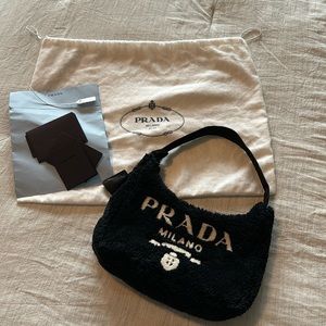 *SOLD* Authentic Shearling Mini Re-Edition 2000 Bag Nero + Blanco